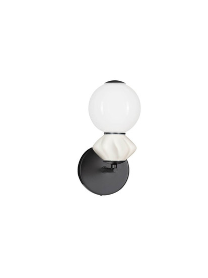 Nova Luce LED Wandleuchte Pallina dimmbar 6W warmweiss 3000K Schwarz Opal Hellgrau Glas Metall 28x19,5cm 9009306