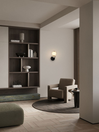 Nova Luce LED Wandleuchte Pallina dimmbar 6W warmweiss 3000K Schwarz Opal Hellgrau Glas Metall 28x19,5cm 9009306