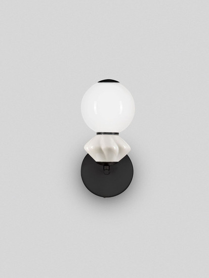 Nova Luce LED Wandleuchte Pallina dimmbar 6W warmweiss 3000K Schwarz Opal Hellgrau Glas Metall 28x19,5cm 9009306