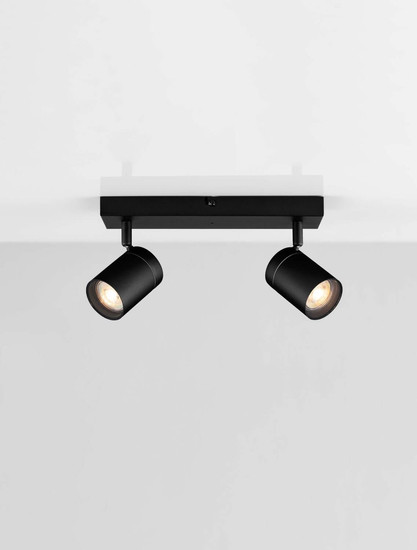 Nova Luce Deckenleuchte Alma 2-flammig 2xGU10 IP44 Schwarz Aluminium 37x13cm 9011315