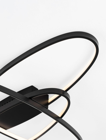 Nova Luce LED Deckenleuchte Ipon dimmbar 47W warmweiss 3000K Schwarz Stahl Aluminium 85x62cm 9011323