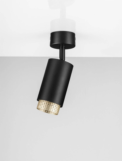 Nova Luce Deckenleuchte Nessi schwenkbar GU10 Schwarz Gold Aluminium Ø6x19cm 9011403