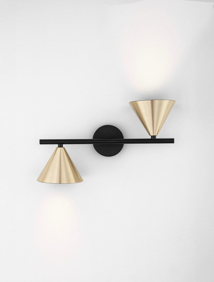 Nova Luce Wandleuchte Conico 2-flammig 2xGU10 Gold Schwarz Aluminium 34x19,5cm 9011428