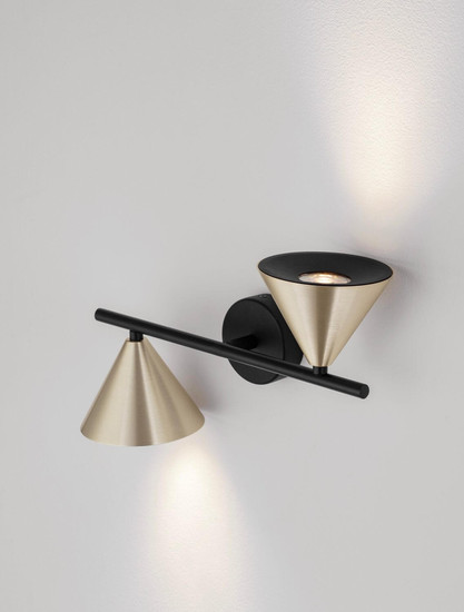 Nova Luce Wandleuchte Conico 2-flammig 2xGU10 Gold Schwarz Aluminium 34x19,5cm 9011428