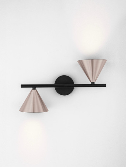 Nova Luce Wandleuchte Conico 2-flammig 2xGU10 Kaffeebraun Schwarz Aluminium 34x19,5cm 9011429