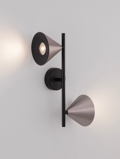 Nova Luce Wandleuchte Conico 2-flammig 2xGU10 Kaffeebraun Schwarz Aluminium 34x19,5cm 9011429