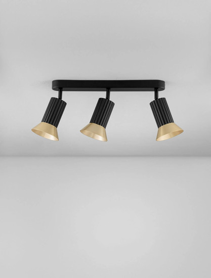 Nova Luce Deckenleuchte Luvia schwenkbar 3-flammig 3xGU10 Gold Schwarz Aluminium 38x19cm 9011442