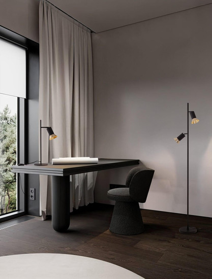 Nova Luce Stehleuchte Luvia schwenkbar 2-flammig 2xGU10 Gold Schwarz Aluminium 154cm 9011450
