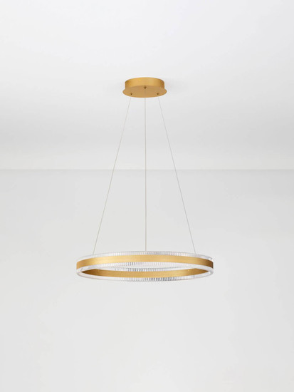 Nova Luce LED Pendelleuchte Alaro dimmbar 46W warmweiss 3000K Messinggold Stahl Aluminium Ø60cm 9019725