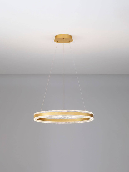 Nova Luce LED Pendelleuchte Alaro dimmbar 46W warmweiss 3000K Messinggold Stahl Aluminium Ø60cm 9019725