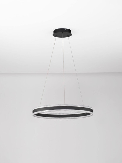 Nova Luce LED Pendelleuchte Alaro dimmbar 46W warmweiss 3000K Schwarz Stahl Aluminium Ø60cm 9019726