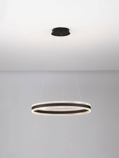 Nova Luce LED Pendelleuchte Alaro dimmbar 46W warmweiss 3000K Schwarz Stahl Aluminium Ø60cm 9019726