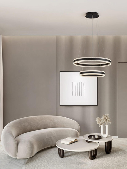 Nova Luce LED Pendelleuchte Alaro dimmbar 69W warmweiss 3000K Schwarz Stahl Aluminium Ø60cm 9019728