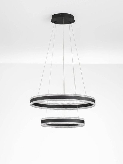 Nova Luce LED Pendelleuchte Alaro dimmbar 69W warmweiss 3000K Schwarz Stahl Aluminium Ø60cm 9019728
