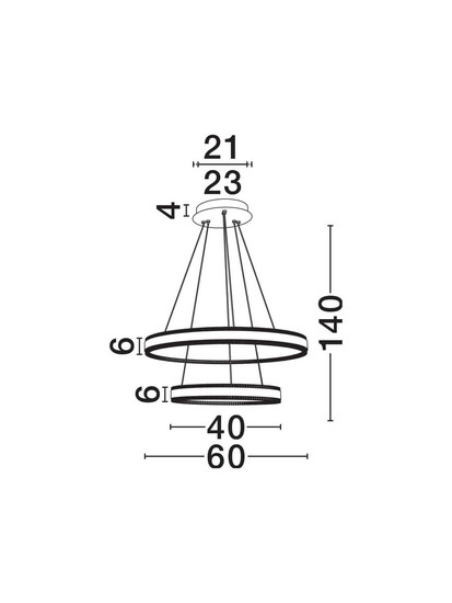 Nova Luce LED Pendelleuchte Alaro dimmbar 69W warmweiss 3000K Schwarz Stahl Aluminium Ø60cm 9019728