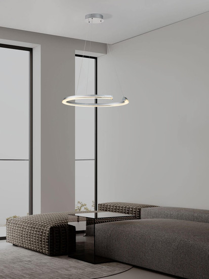 Nova Luce LED Pendelleuchte Elmo dimmbar 48W neutralweiss 3500K Chrom Aluminium Edelstahl Ø64cm 9019729