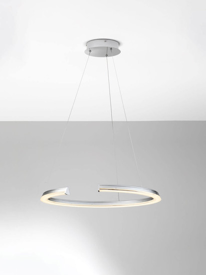 Nova Luce LED Pendelleuchte Elmo dimmbar 48W neutralweiss 3500K Chrom Aluminium Edelstahl Ø64cm 9019729