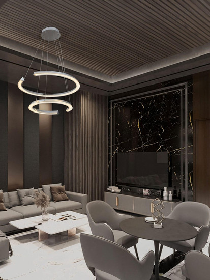 Nova Luce LED Pendelleuchte Elmo dimmbar 70W neutralweiss 3500K Chrom Aluminium Edelstahl Ø63cm 9019731
