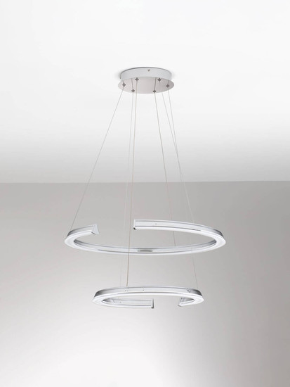 Nova Luce LED Pendelleuchte Elmo dimmbar 70W neutralweiss 3500K Chrom Aluminium Edelstahl Ø63cm 9019731