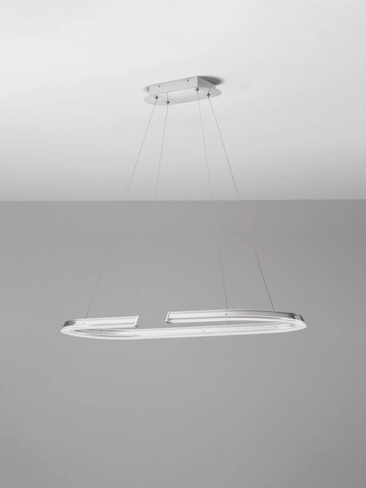 Nova Luce LED Pendelleuchte Elmo dimmbar 48W neutralweiss 3500K Chrom Aluminium Edelstahl 90x35cm 9019732