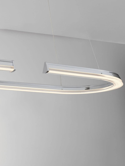 Nova Luce LED Pendelleuchte Elmo dimmbar 48W neutralweiss 3500K Chrom Aluminium Edelstahl 90x35cm 9019732