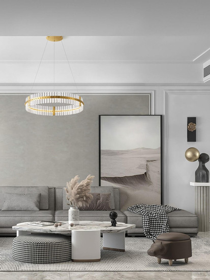 Nova Luce LED Pendelleuchte Kezo dimmbar 56W neutralweiss 3500K Platingold Glas Edelstahl Ø78cm 9019734