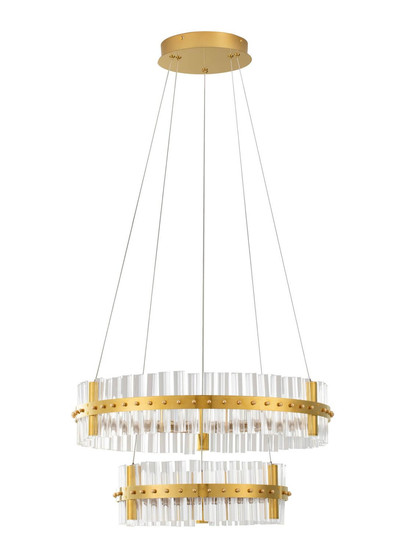 Nova Luce LED Pendelleuchte Kezo dimmbar 67W neutralweiss 3500K Platingold Glas Edelstahl Ø60cm 9019735