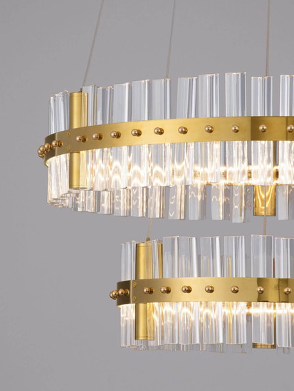 Nova Luce LED Pendelleuchte Kezo dimmbar 67W neutralweiss 3500K Platingold Glas Edelstahl Ø60cm 9019735