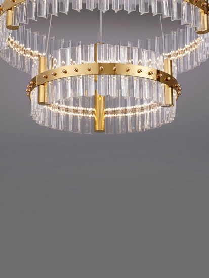 Nova Luce LED Pendelleuchte Kezo dimmbar 67W neutralweiss 3500K Platingold Glas Edelstahl Ø60cm 9019735