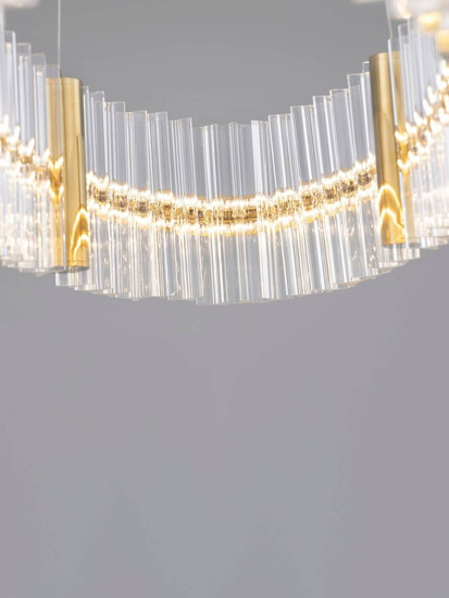 Nova Luce LED Pendelleuchte Kezo dimmbar 45W neutralweiss 3500K Platingold Glas Edelstahl 90x28cm 9019736