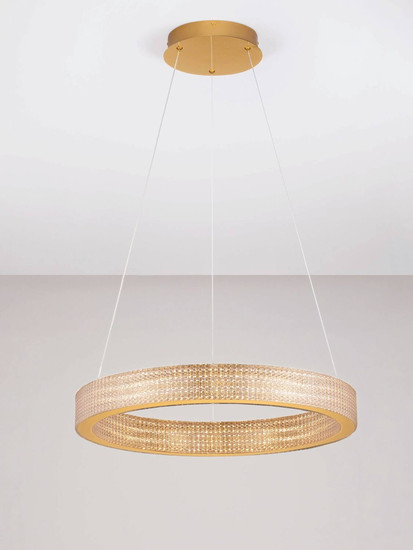 Nova Luce LED Pendelleuchte Kinara dimmbar 70W warmweiss 3000K Platingold Aluminium Edelstahl Ø60cm 9019742