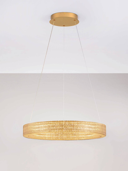 Nova Luce LED Pendelleuchte Kinara dimmbar 70W warmweiss 3000K Platingold Aluminium Edelstahl Ø60cm 9019742