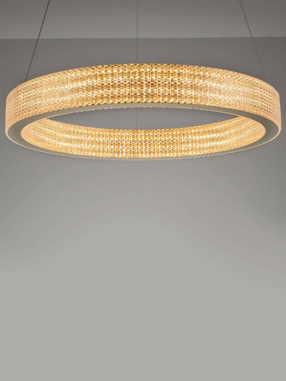Nova Luce LED Pendelleuchte Kinara dimmbar 70W warmweiss 3000K Platingold Aluminium Edelstahl Ø60cm 9019742