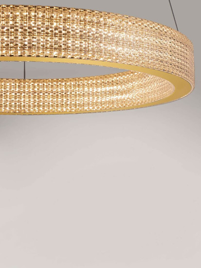 Nova Luce LED Pendelleuchte Kinara dimmbar 70W warmweiss 3000K Platingold Aluminium Edelstahl Ø60cm 9019742