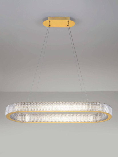 Nova Luce LED Pendelleuchte Kinara dimmbar 70W warmweiss 3000K Platingold Aluminium Edelstahl 90x37cm 9019743
