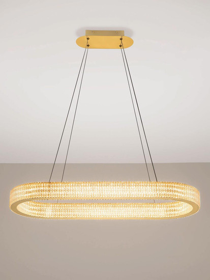 Nova Luce LED Pendelleuchte Kinara dimmbar 70W warmweiss 3000K Platingold Aluminium Edelstahl 90x37cm 9019743