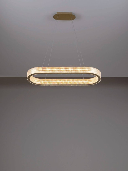 Nova Luce LED Pendelleuchte Kinara dimmbar 70W warmweiss 3000K Platingold Aluminium Edelstahl 90x37cm 9019743