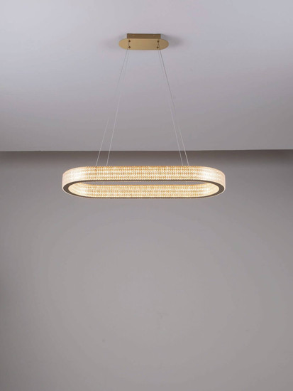 Nova Luce LED Pendelleuchte Kinara dimmbar 70W warmweiss 3000K Platingold Aluminium Edelstahl 90x37cm 9019743
