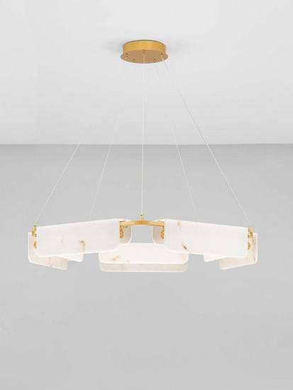 Nova Luce LED Pendelleuchte Aider dimmbar 45W warmweiss 3000K Messinggold Stahl Aluminium Ø93cm 9019759
