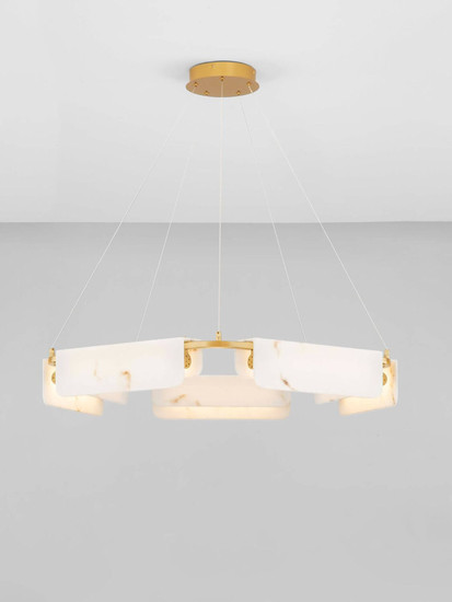 Nova Luce LED Pendelleuchte Aider dimmbar 45W warmweiss 3000K Messinggold Stahl Aluminium Ø93cm 9019759