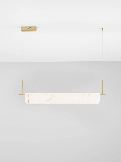 Nova Luce LED Pendelleuchte Aider dimmbar 35W warmweiss 3000K Messinggold Stahl Aluminium 100x8cm 9019760