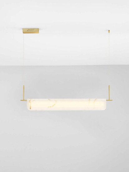 Nova Luce LED Pendelleuchte Aider dimmbar 35W warmweiss 3000K Messinggold Stahl Aluminium 100x8cm 9019760