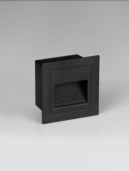 Nova Luce LED Wandeinbauleuchte Mono 3W warmweiss 3000K IP65 Schwarz Aluminium 6x6cm 9026145