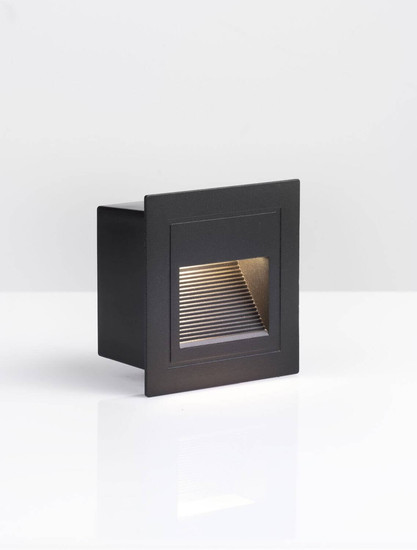 Nova Luce LED Wandeinbauleuchte Mono 3W warmweiss 3000K IP65 Schwarz Aluminium 6x6cm 9026145