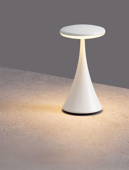 Nova Luce LED Akku-Tischleuchte Elbo dimmbar 2W warmweiss 3000K USB IP54 Weiß Aluminium Ø9cm 9030134