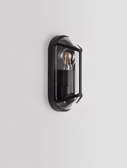 Nova Luce Außen-Wandleuchte Amel E27 IP65 salzwasserfest Schwarz Aluminium 23x9,5cm 9030165