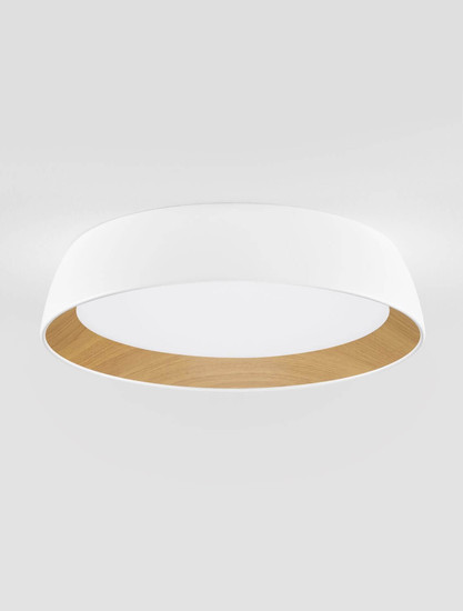 Nova Luce LED Deckenleuchte Sigi dimmbar 40W warmweiss 3000K Weiß Holz Aluminium Metall Ø45cm 9030502