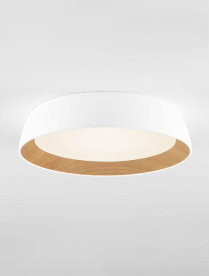Nova Luce LED Deckenleuchte Sigi dimmbar 40W warmweiss 3000K Weiß Holz Aluminium Metall Ø45cm 9030502
