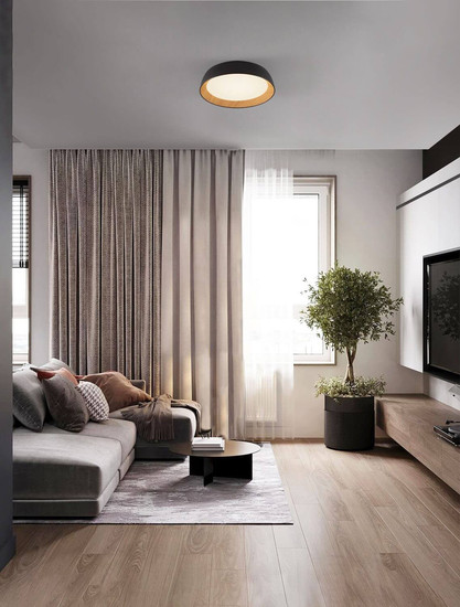Nova Luce LED Deckenleuchte Sigi dimmbar 40W warmweiss 3000K Schwarz Holz Aluminium Metall Ø45cm 9030503