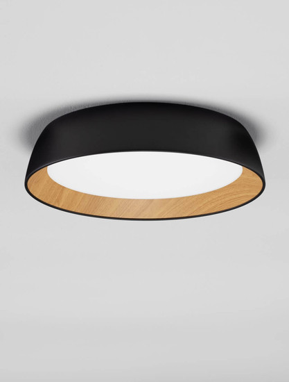 Nova Luce LED Deckenleuchte Sigi dimmbar 40W warmweiss 3000K Schwarz Holz Aluminium Metall Ø45cm 9030503